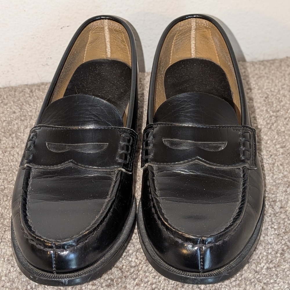 Haruta 4514 Black Penny Loafers Made in Japan Wide EE Size 24 Mens 6 Womens 7.5